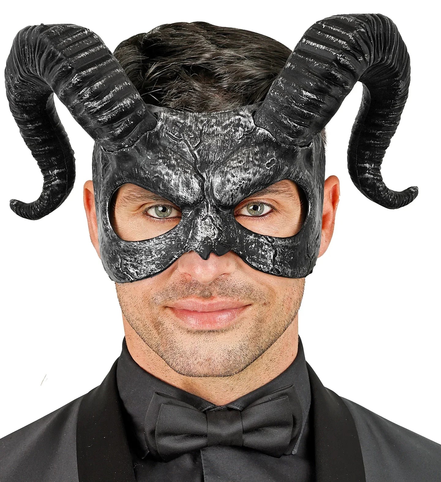 Antifaz de Diablo Negro con Cuernos Máscaras Halloween Widmann